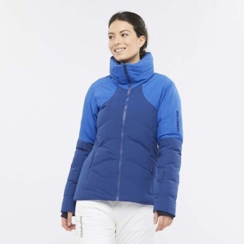 NWT Salomon S/Max Warm Puffer Jacket Womens XL Blue Insulated Outdoor Winter Ski